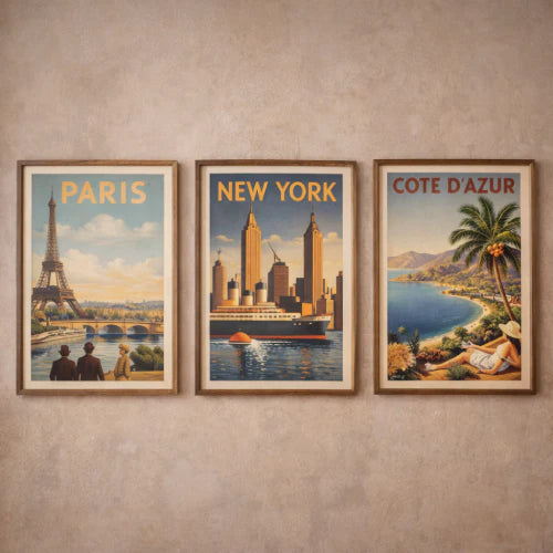 Les affiches vintage voyage les plus populaires (Paris, New York…)