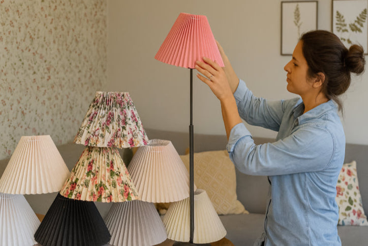 Abat jour vintage pour lampe sur pied blanc cassé maman