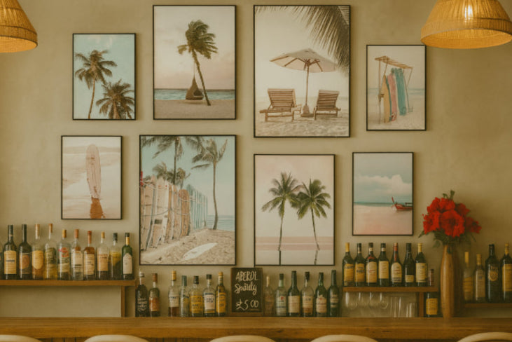 Affiche bord de mer vintage bar