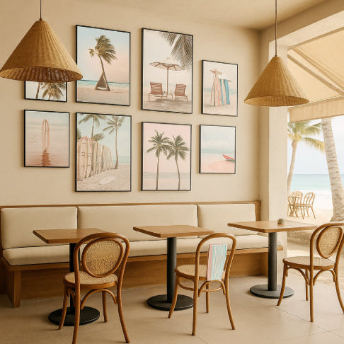 Affiche bord de mer vintage cafétéria