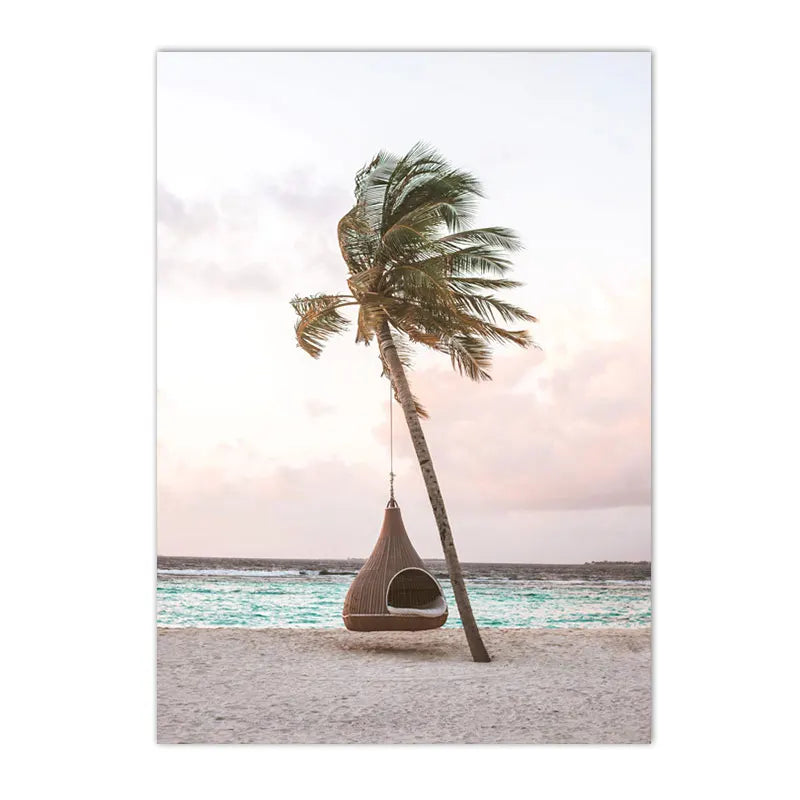 Affiche bord de mer vintage palmier