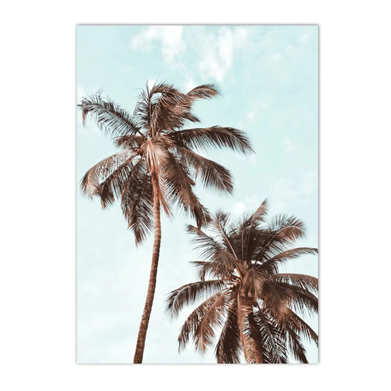 Affiche bord de mer vintage palmier ciel
