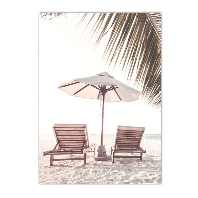 Affiche bord de mer vintage plage