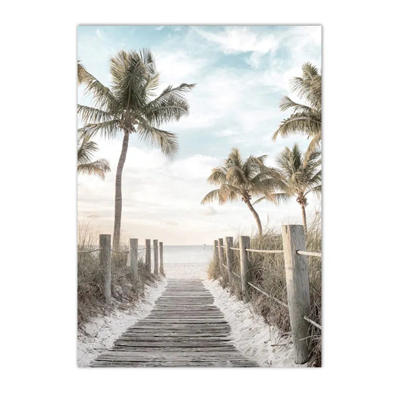 Affiche bord de mer vintage route plage