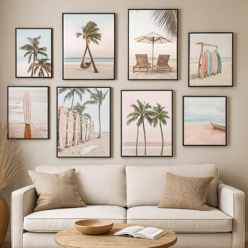 Affiche bord de mer vintage salon