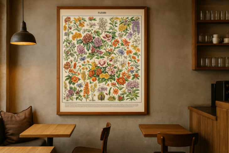 Affiche botanique vintage cafétéria