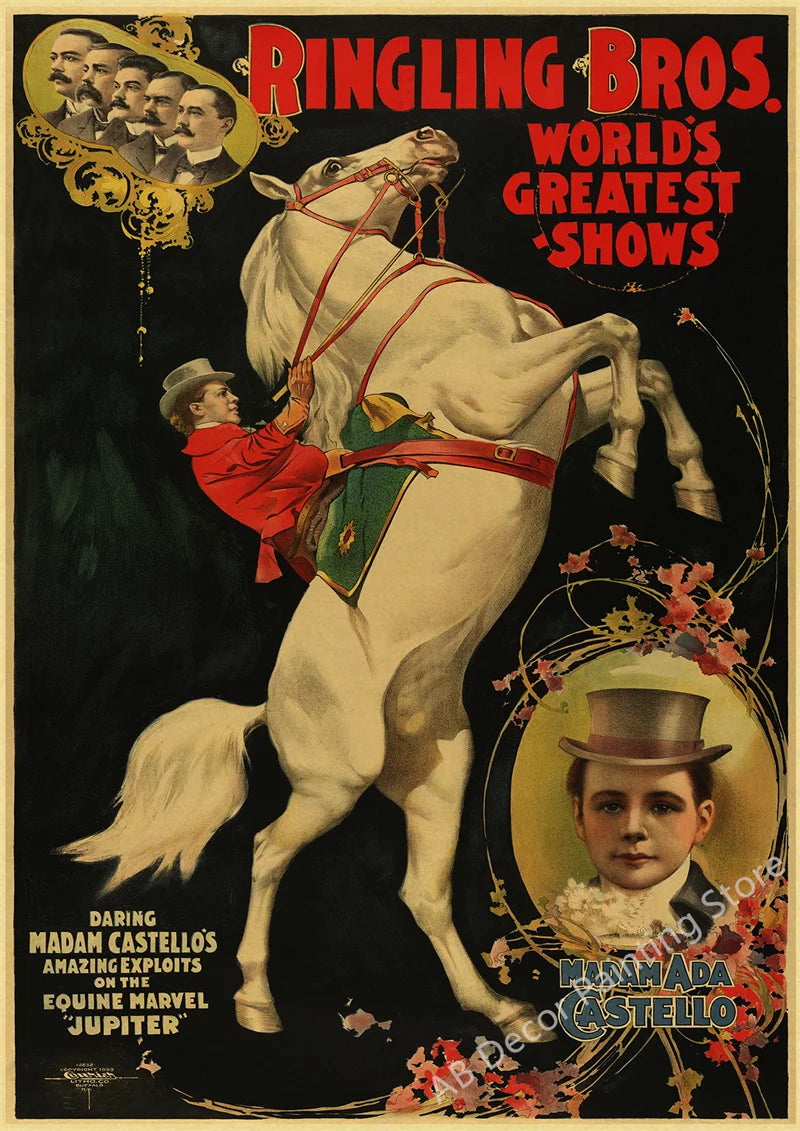 Affiche cirque vintage cavalier