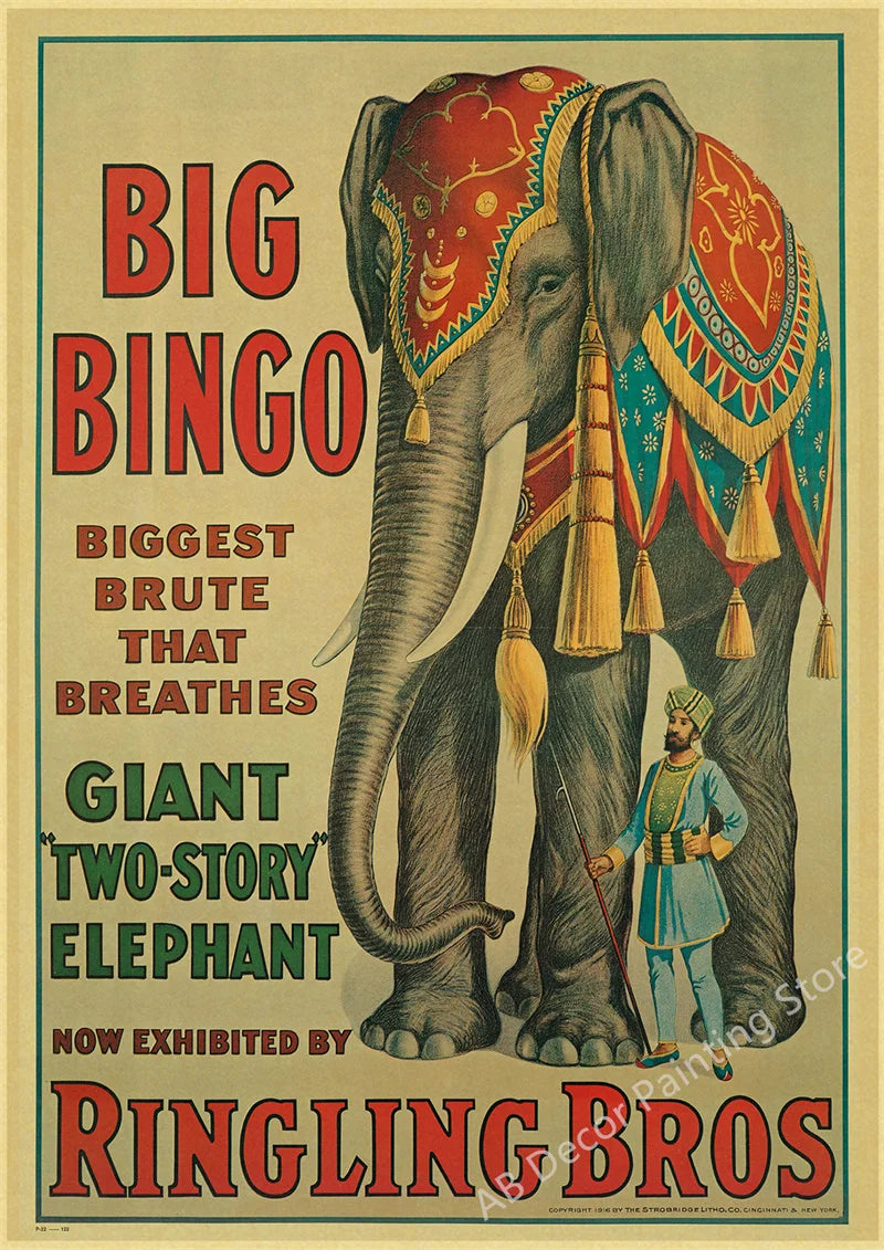 Affiche cirque vintage éléphant