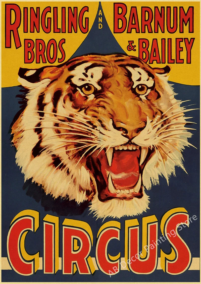 Affiche cirque vintage tigre