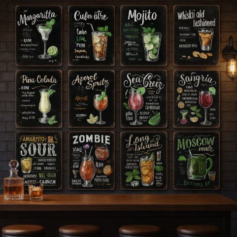 Affiche cocktail vintage bierre