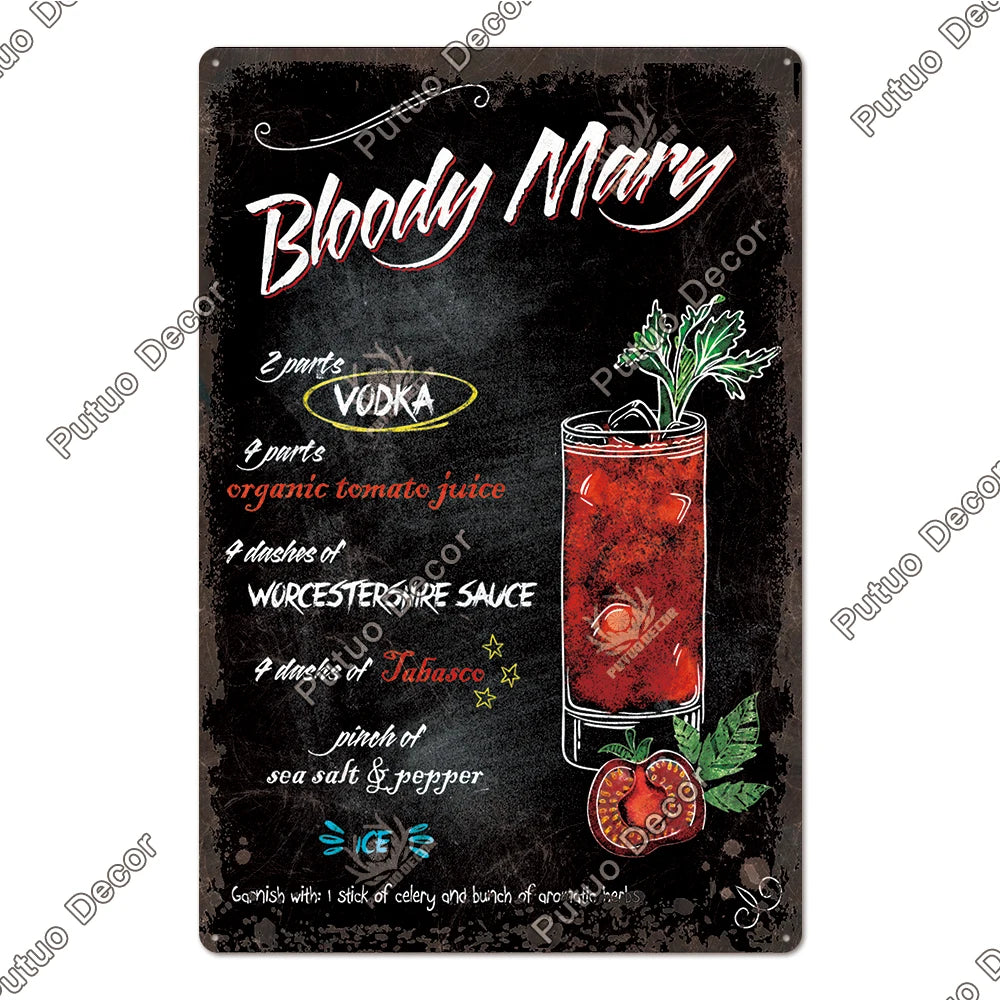 Affiche cocktail vintage bloody mary
