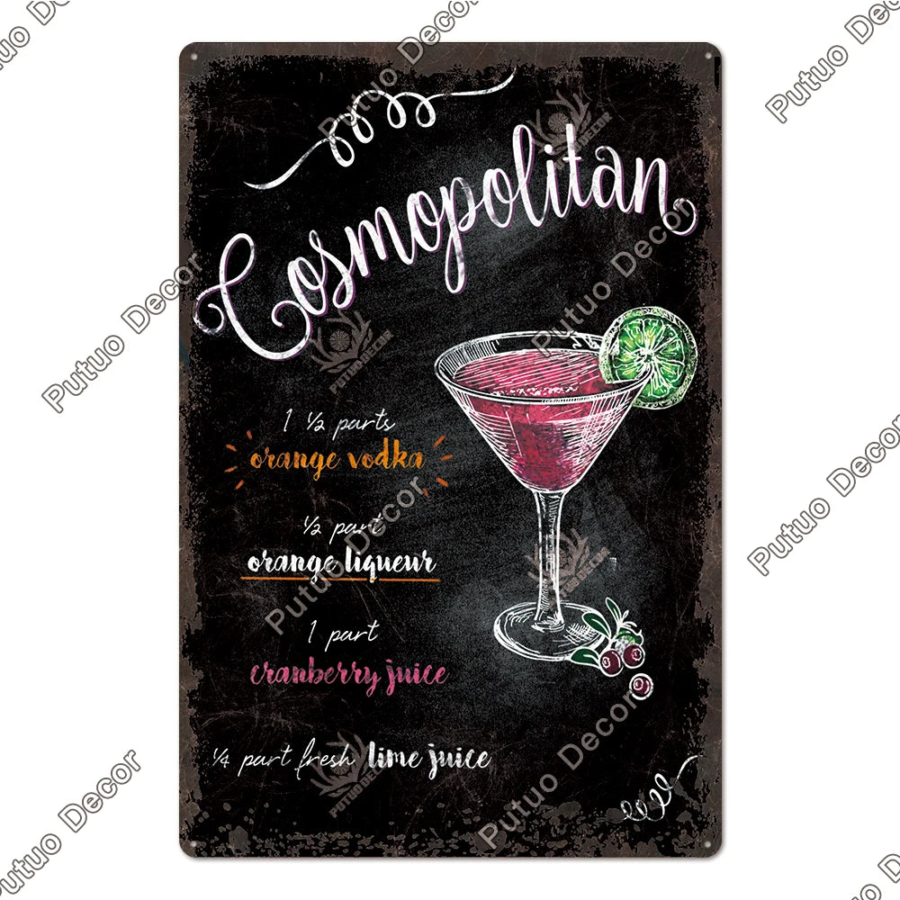 Affiche cocktail vintage cosmopolitan