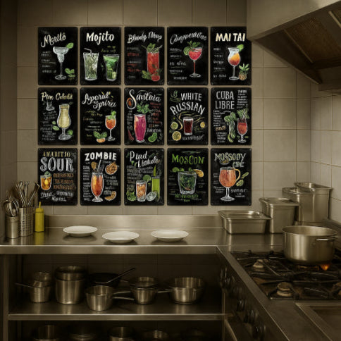 Affiche cocktail vintage cuisine