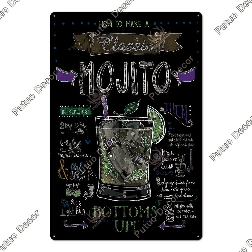 Affiche cocktail vintage mojito
