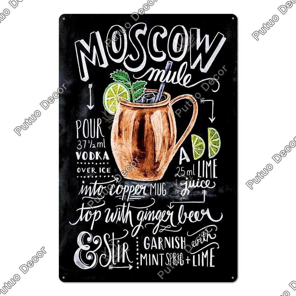 Affiche cocktail vintage moscou