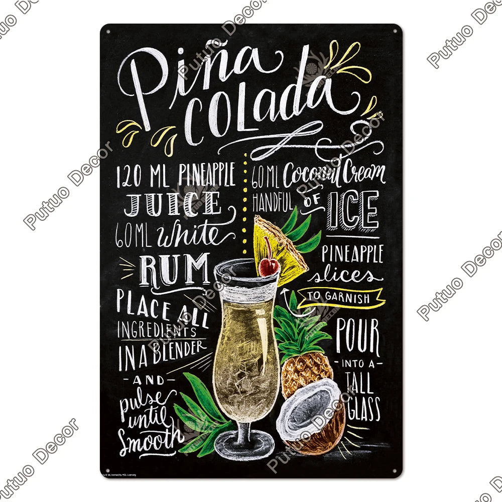 Affiche cocktail vintage pina colada