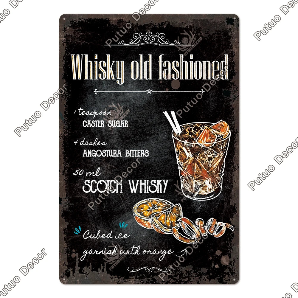 Affiche cocktail vintage whisky