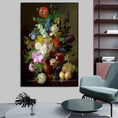 Affiche fleur vintage fond salon