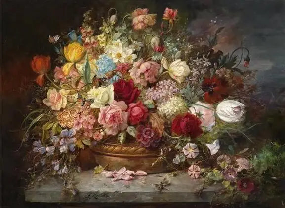 Affiche fleur vintage gros vase