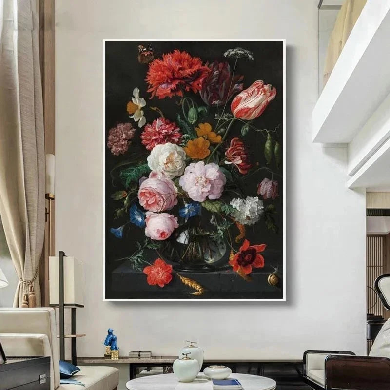 Affiche fleur vintage salon