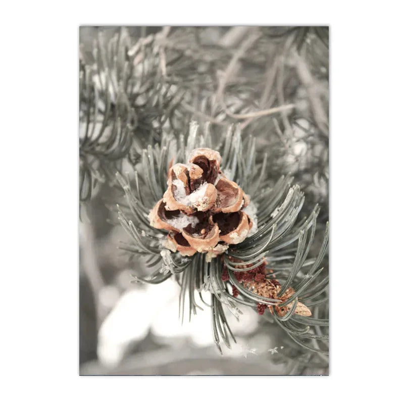 Affiche montagne vintage pomme de pin