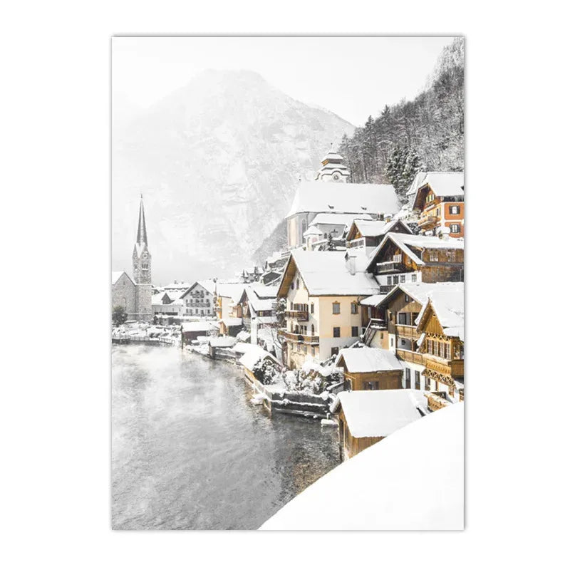 Affiche montagne vintage ville