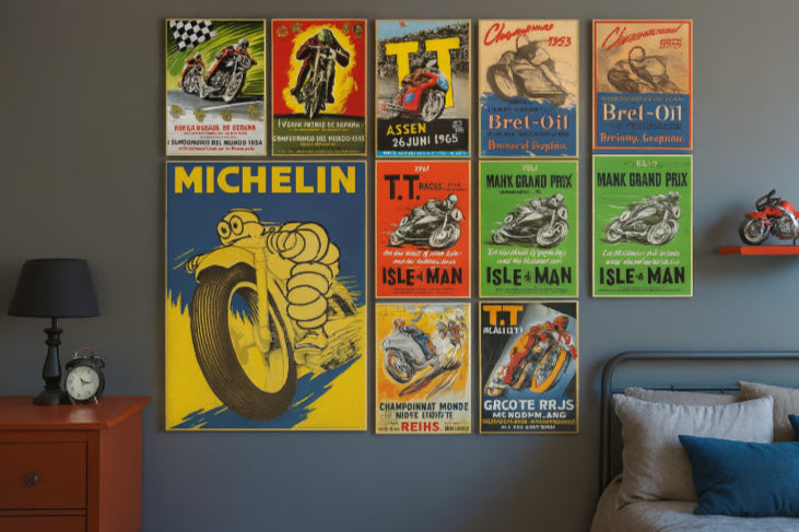 Affiche moto vintage lit