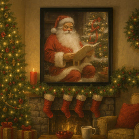 Affiche noel vintage en lisant