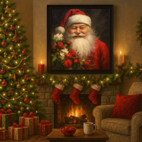 Affiche noel vintage salon rouge