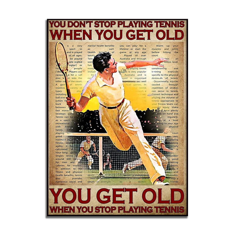 Affiche tennis vintage fond blanc