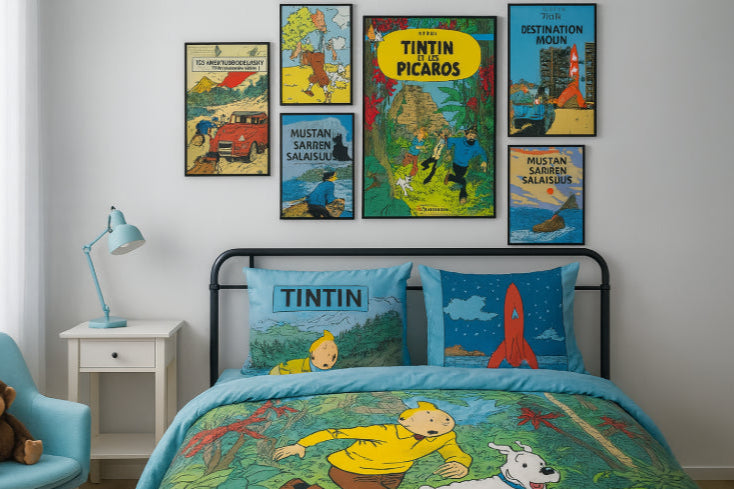 Affiche tintin vintage lit