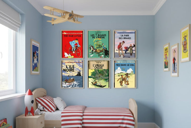 Affiche vintage "Les aventures de tintin " lit