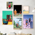 Affiche vintage auto adhésif Tintin - Vignette | StyleVintage™