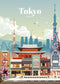 Affiche voyage vintage tokyo