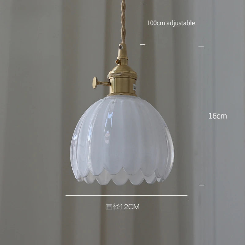 Applique murale en verre vintage suspendu blanc