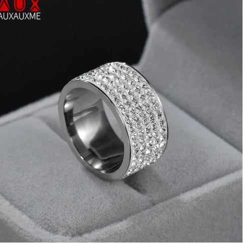 Bague vintage crystal fond gris