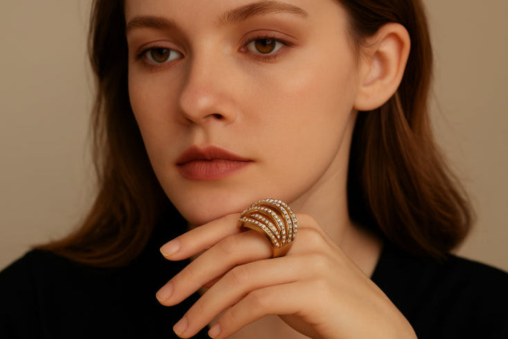 Bague vintage strass fille