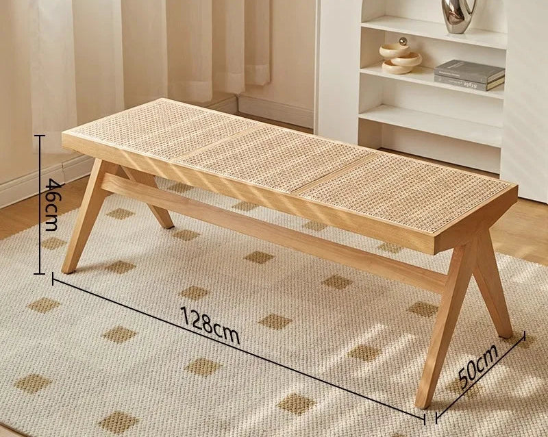 Banc vintage en rotin salon