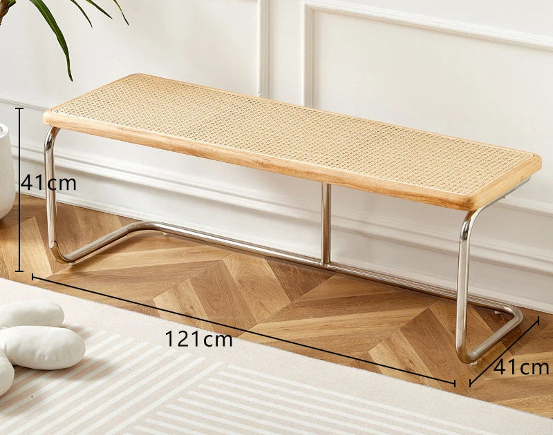 Banc vintage en rotin salon blanc