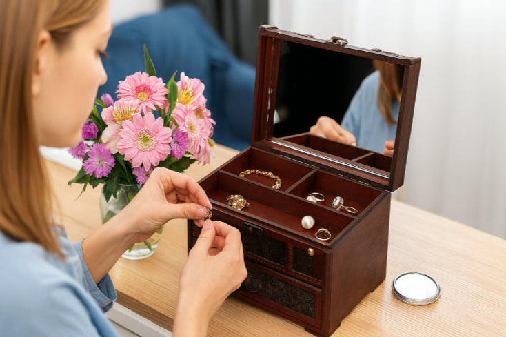 Boite à bijoux antique fille