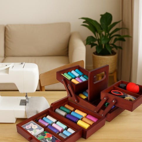 Boite à couture vintage en bois