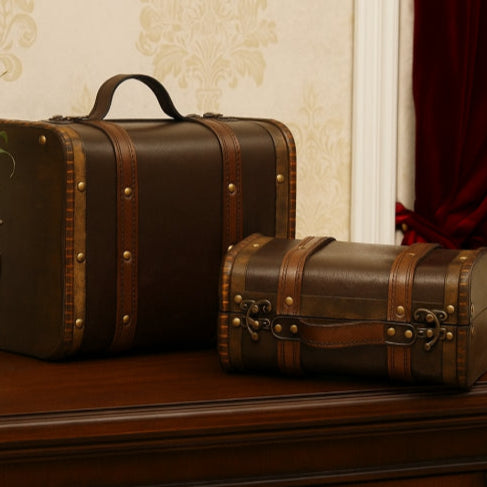 Boite de rangement vintage en cuir