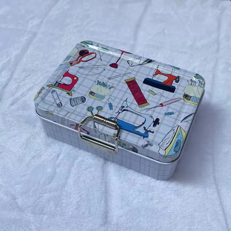 Boite en métal vintage fleur bleu