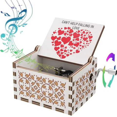 Boite à musique vintage bois  blanc