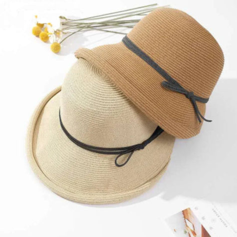 Bonnet de paille vintage beige marron