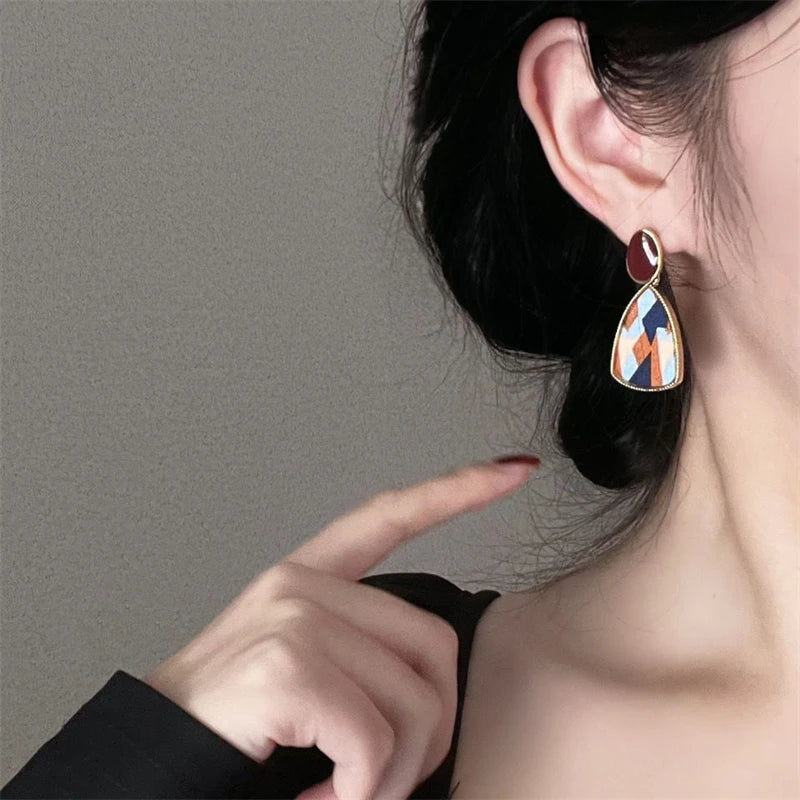Boucle d’oreilles vintage bleu blanc orange