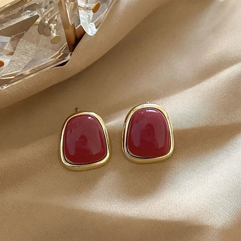 Boucle d’oreilles vintage rouge rectangle
