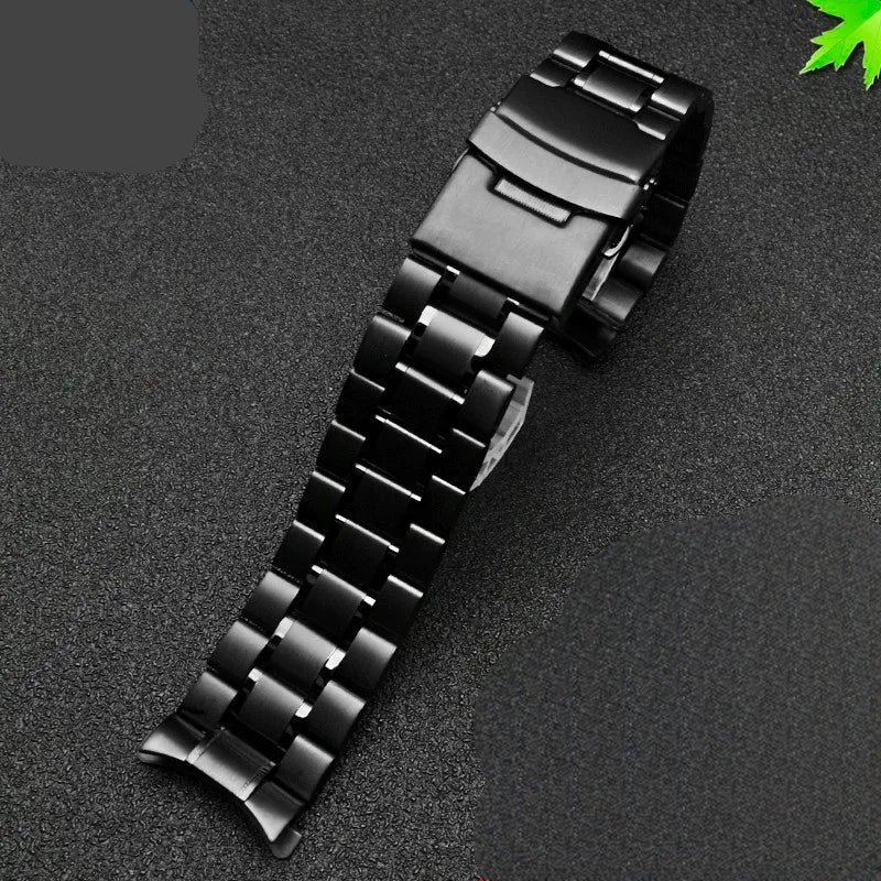 Bracelet montre acier vintage noir