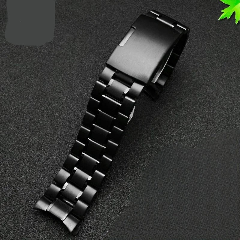 Bracelet montre acier vintage noir mat