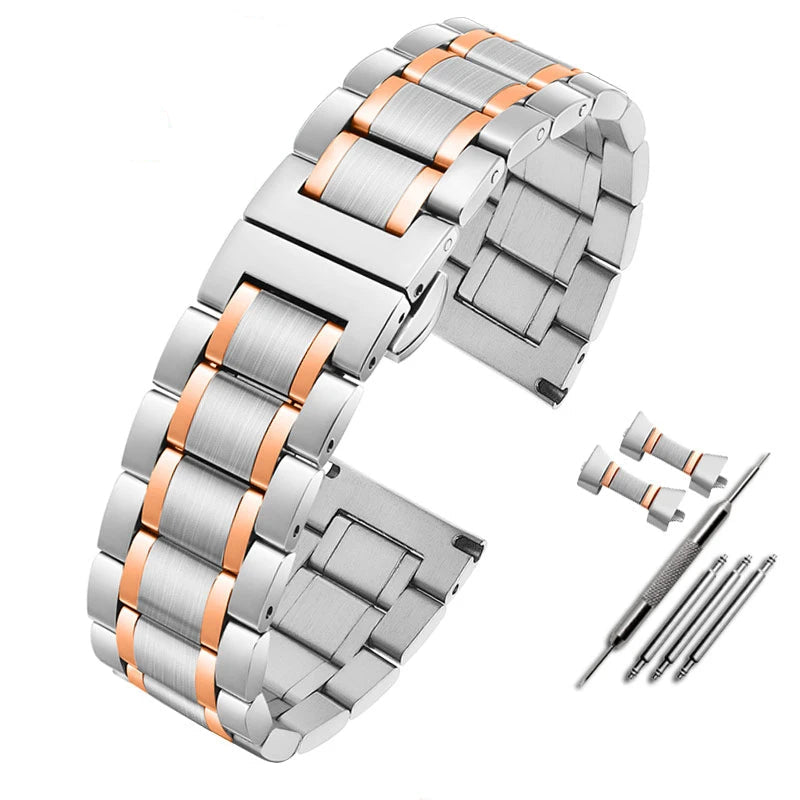 Bracelet montre acier vintage or rose  argent